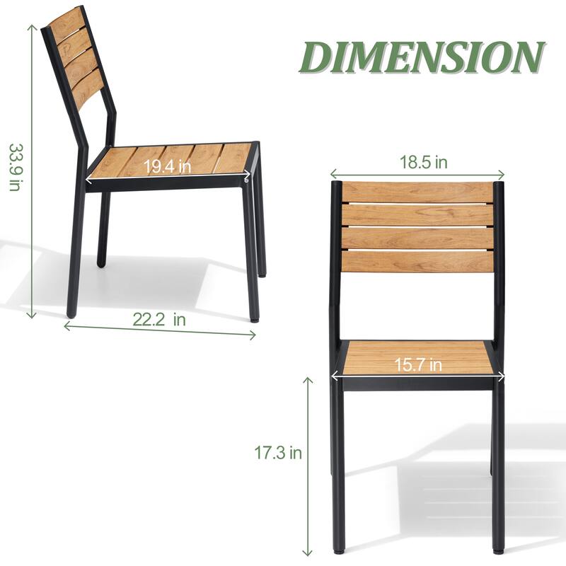 VredHom Outdoor Stackable Aluminum Patio Dining Chairs - Set of 2