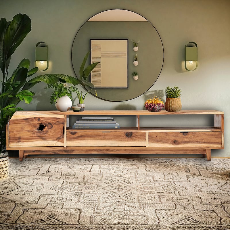 Naissus Live Edge Suar Wood Media Center with 1 door/2 drawers