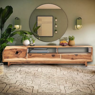 Naissus Live Edge Suar Wood Media Center with 1 door/2 drawers