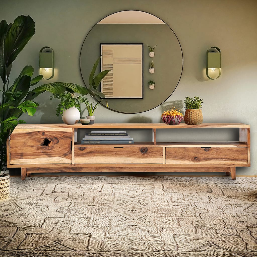 Naissus Live Edge Suar Wood Media Center with 1 door/2 drawers