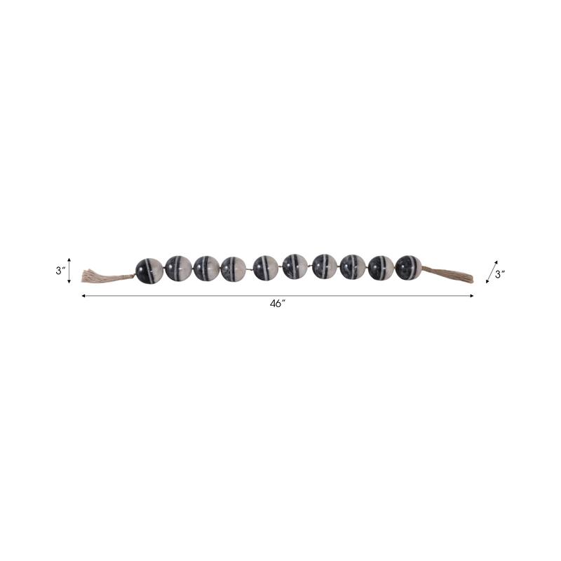 Decorative Bead Strand with Resin Spheres and Woven Jute Tassels - 46" x 3" x 3"