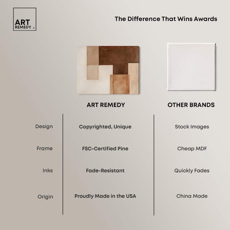 Cream and Brown Panels II Canvas by Art Remedy, Gallery Wrapped