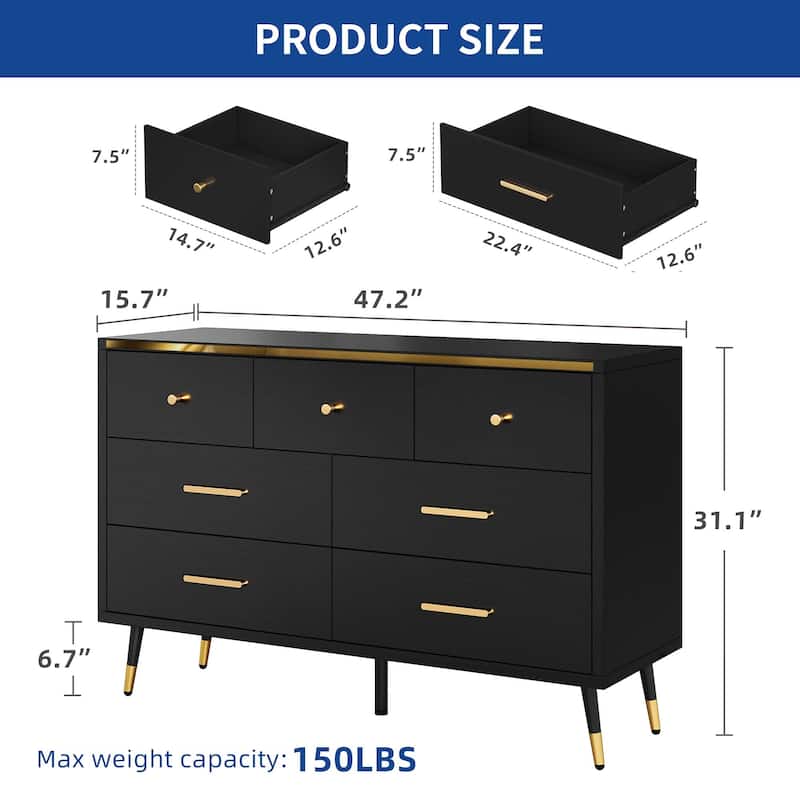 Moasis Modern 6/7 Drawer Chest Drawers Furniture Storage Cabinet For Bedroom Living Room