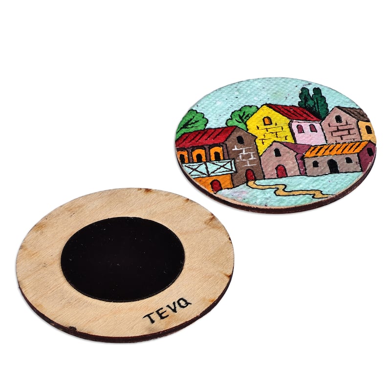 Novica Handmade Evening At The Town Recycled Paper Magnets (Pair)