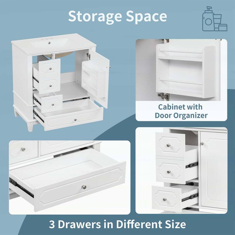 Bathroom Vanity with Ceramic Basin,Soft-Close Doors,and Ample Storage,Ideal for Modern and Compact Spaces