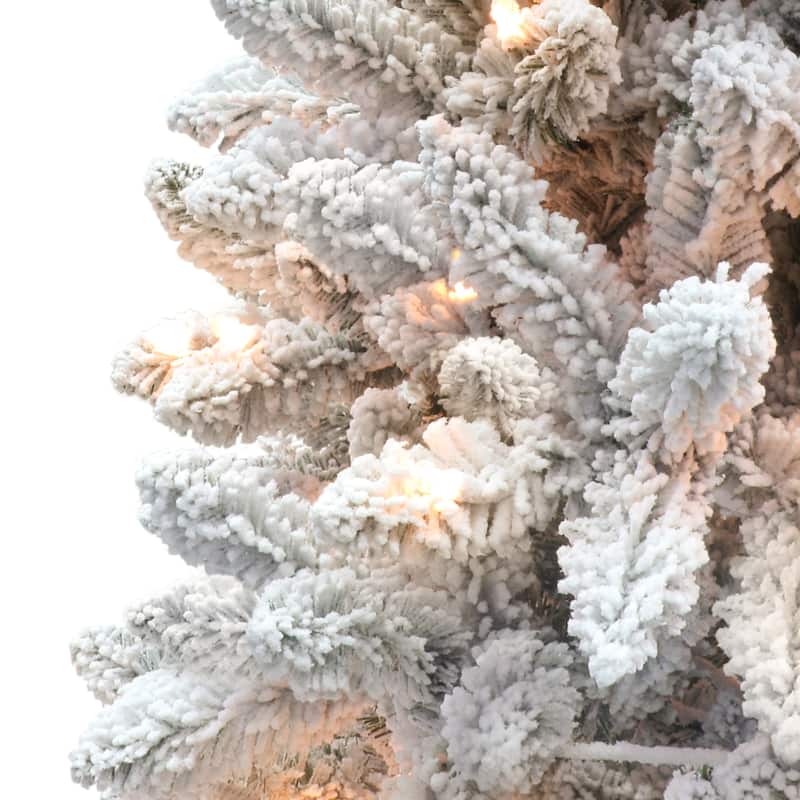 Puleo International 4 ft. Pre-Lit Flocked Carson Pine Artificial Christmas Tree