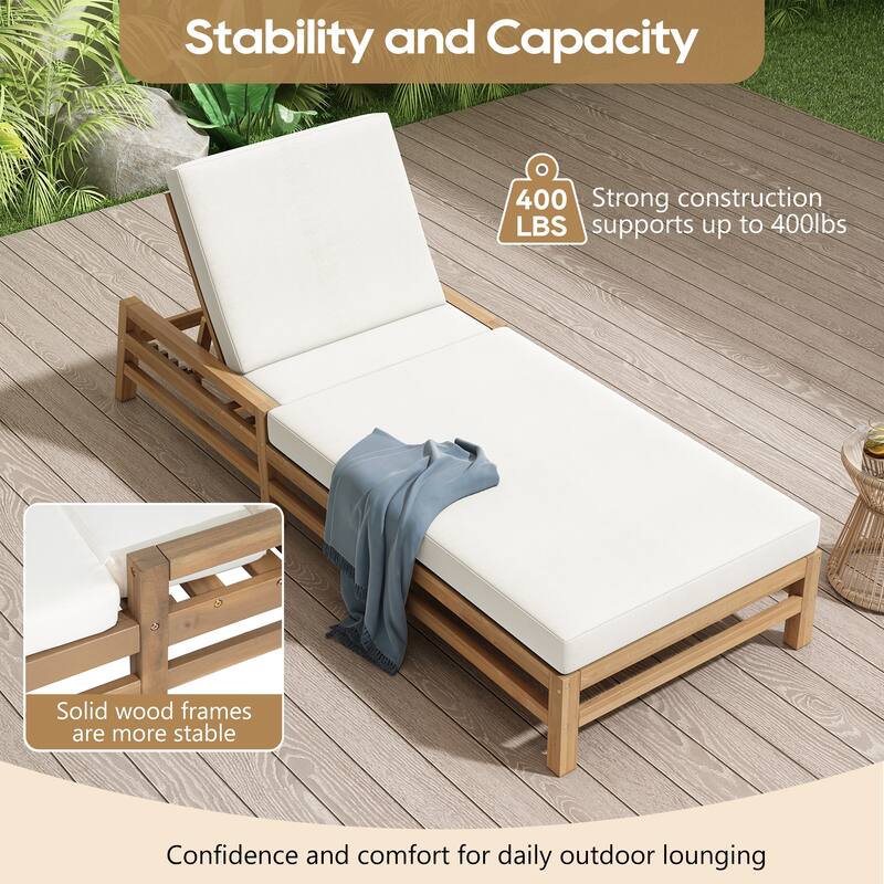 5-Position Adjustable Outdoor Chaise Lounge with Plush Cushions by Leisure Zone