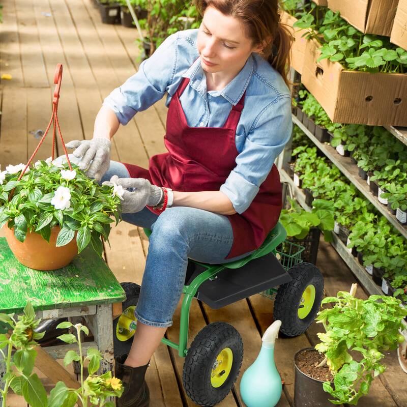 Costway Rolling Tray Gardening Planting with Work Seat Garden Cart - See Details