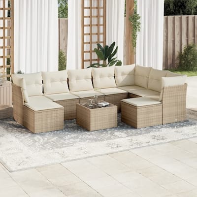 vidaXL Garden Sofa Set Beige and Cream White - 21.7 x 21.7 x 14.6
