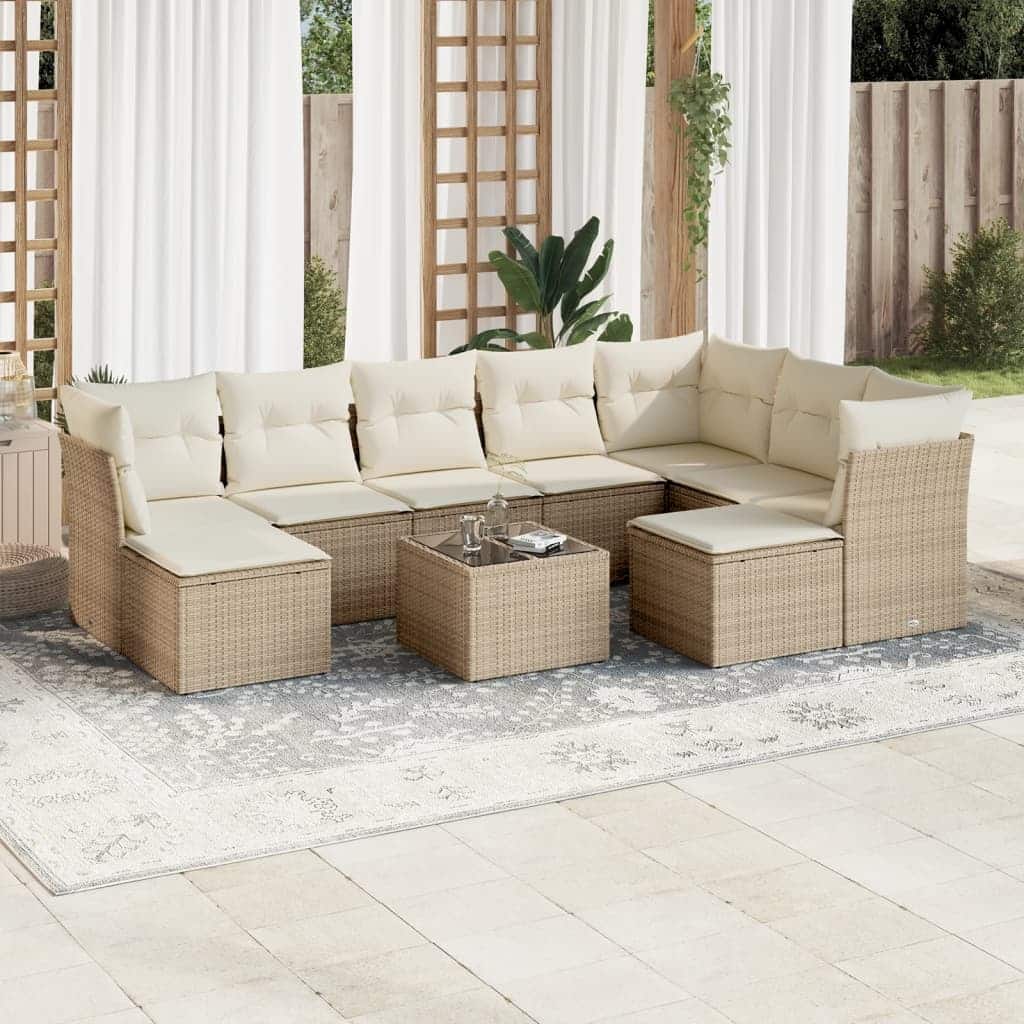 vidaXL Garden Sofa Set Beige and Cream White - 21.7 x 21.7 x 14.6