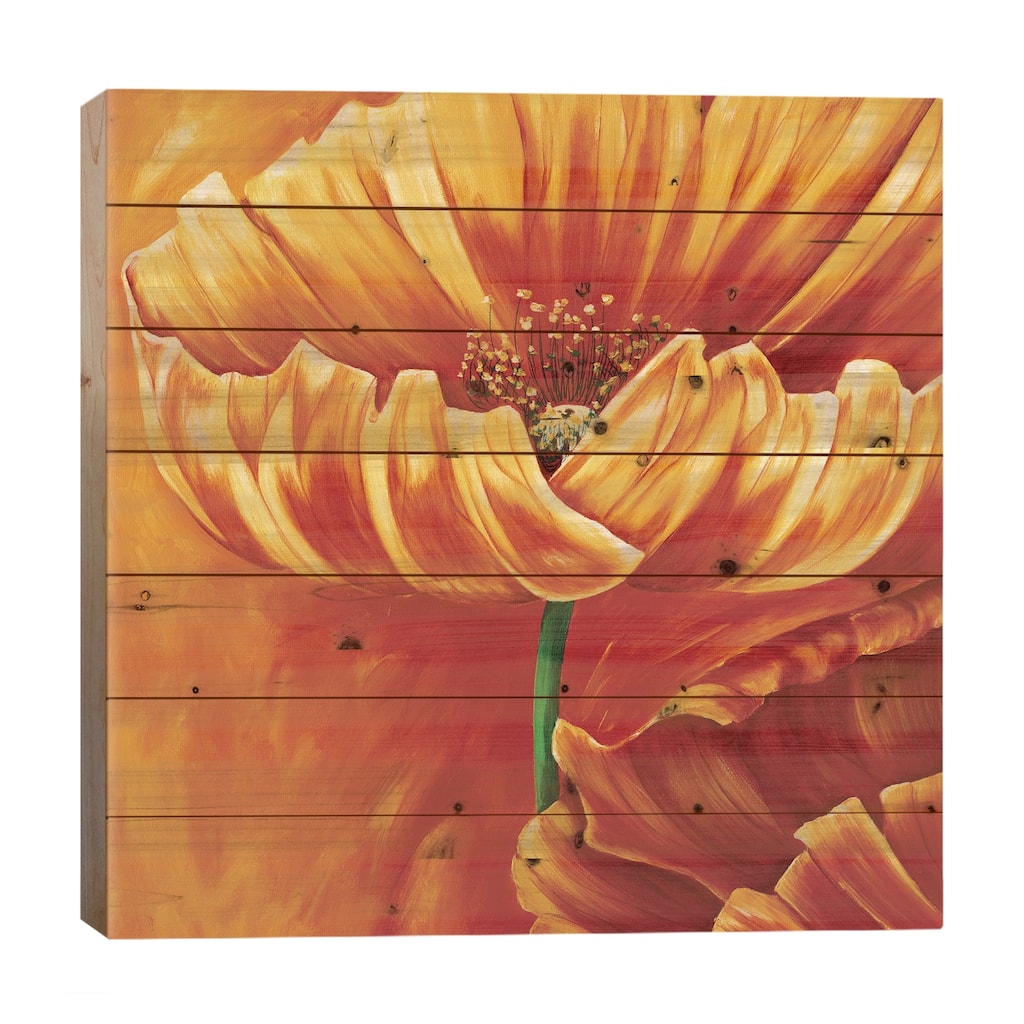 Poppies In Bloom I Print On Wood by Beatrix Frederiks - Multi-Color