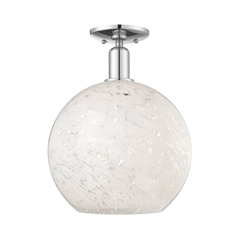 Innovations Lighting Endless Possibilities Arcadia - White Mouchette - 1 Light 12" Semi-Flush Mount - Polished Chrome