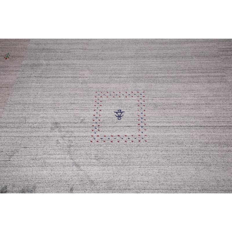 Striped Tribal Gabbeh Indian Area Rug Handmade Wool Carpet - 6'8"x 8'1"