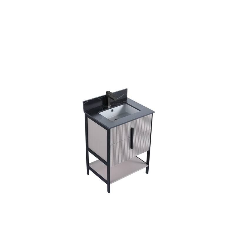 Fine Fixtures Serenity Modern Bathroom Vanity with Black Sintered Stone Top