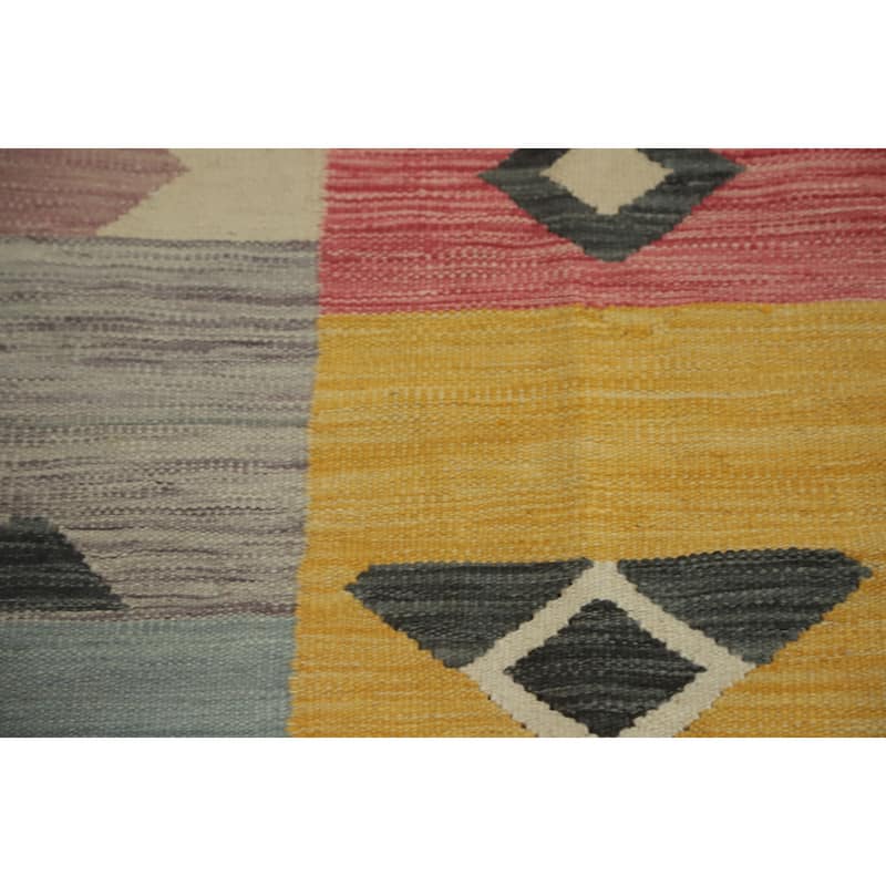 Hand Woven Southwestern Wool Multi-Colored Geometric Area Rug - 12' 11'' X 9' 6''