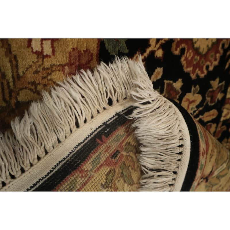 Hand Knotted Oriental 100% Wool Carpet Traditional All-Over Black Peshawar Runner Rug - 12' 1'' X 3' 3''