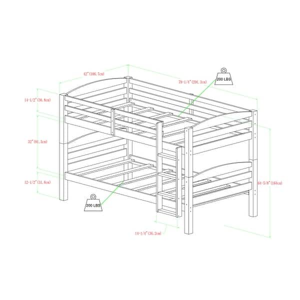 Walker Edison Solid Wood Twin-over-Twin Size Bunk Bed - Cherry