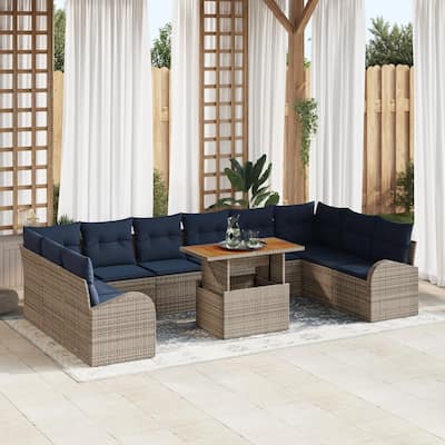 vidaXL 11 Piece Garden Sofa Set with Cushions - 135.4×70.5×27.2