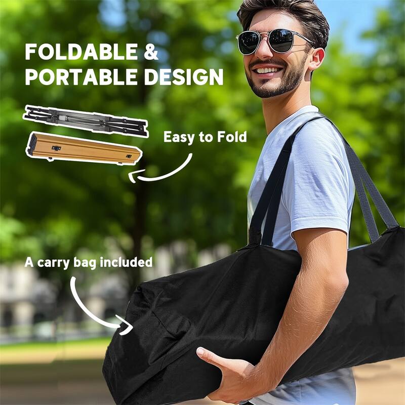 Lightweight Aluminum Folding Table with Fabric Storage Basket for Outdoor Camping and Hiking Trips