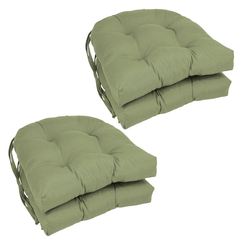 16-inch U-Shaped Indoor Twill Chair Cushions (Set of 2, 4, or 6) - 16" x 16" - Set of 4 - Sage