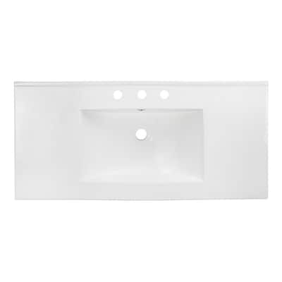 Saint Birch 36" White Ceramic Single Bathroom Vanity Top With Sink, 3 Hole