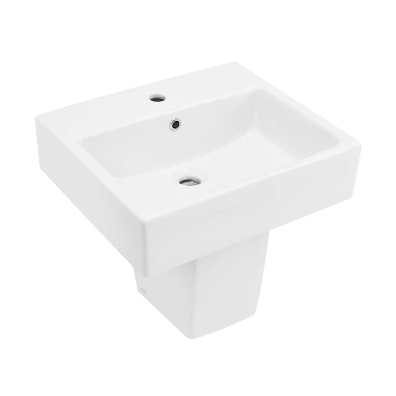 Bastille 21" Two-Piece Wall-Mount Bathroom Sink - 20.75" x 17.75" 19.25" - 20.75" x 17.75" 19.25" - White