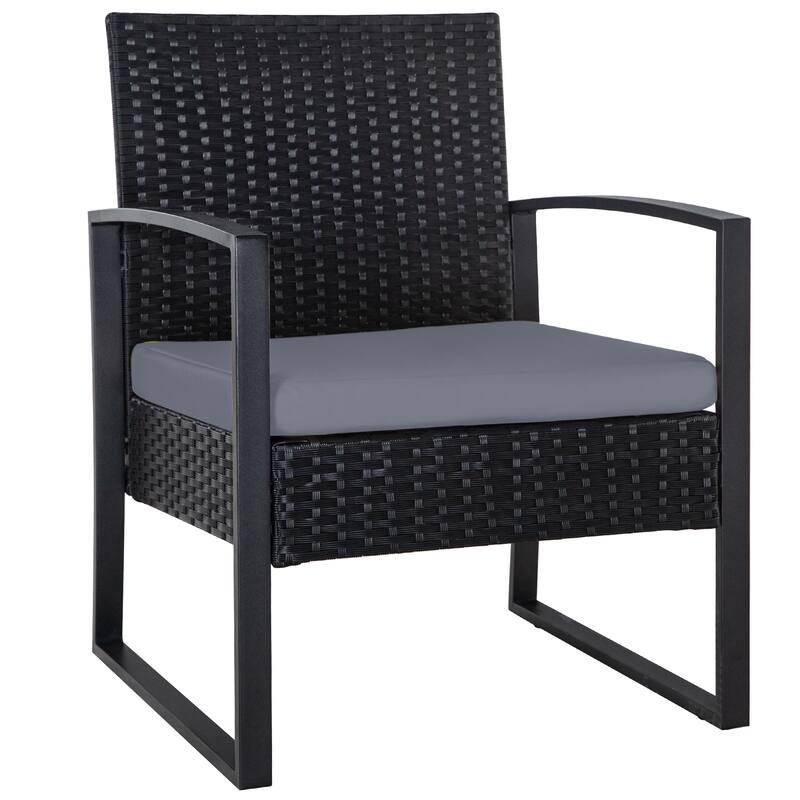 3-Pieces Wicker Patio Conversation Set Outdoor Chairs with Cushions