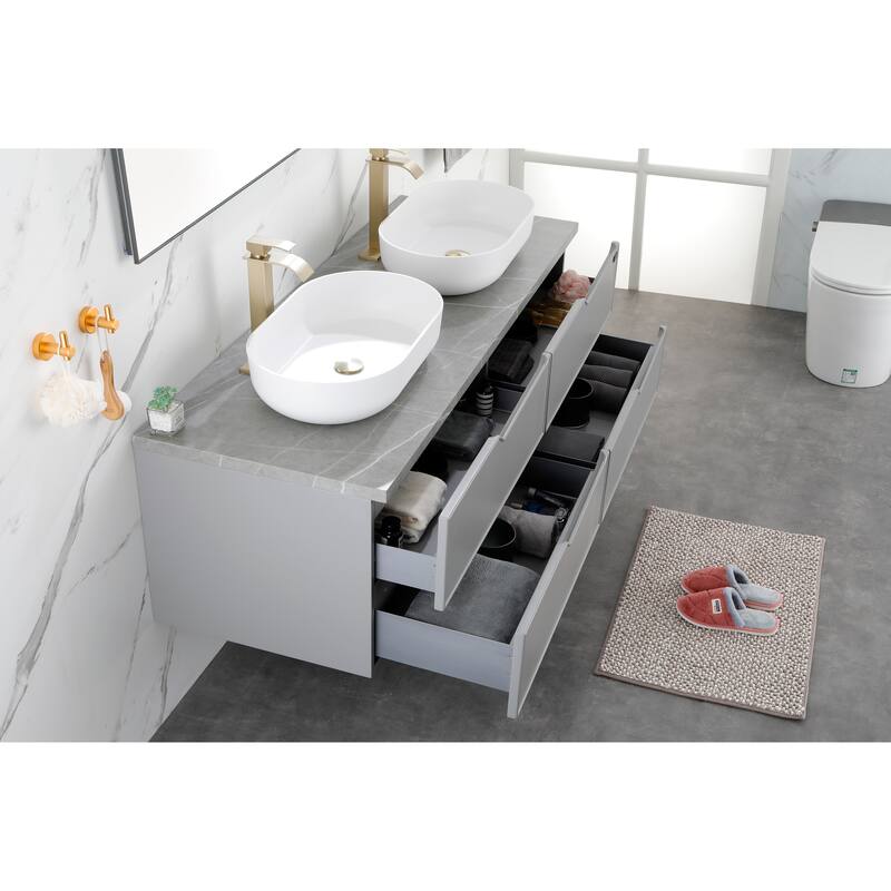 Modern 24-Inch Acrylic Bathroom Sink with Hydrophobic Surface, Non-Porous and Durable Design - 24in L