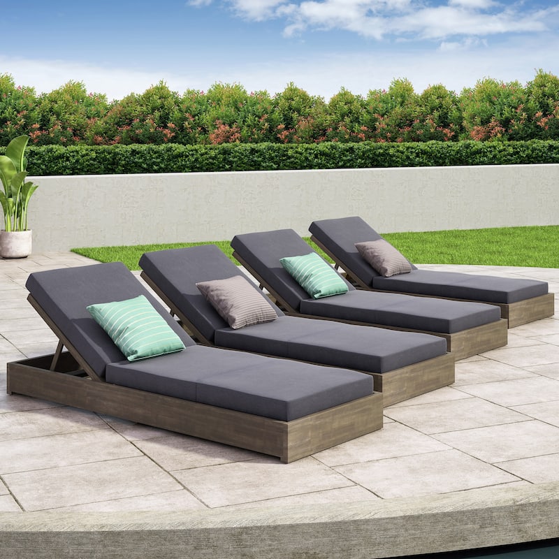 Christopher Knight Home Outdoor Elegance Chaise Lounge Set of 4 - Sandblast Grey+Dark Grey