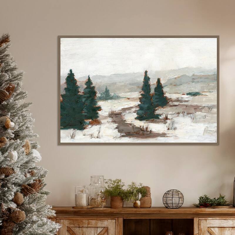 Melting Snow I by Ethan Harper Framed Canvas Wall Art Print - Sylvie Dark Gold