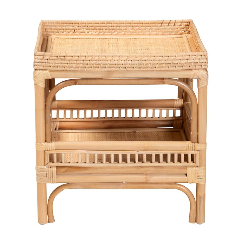 Lombok Modern Bohemian Natural Rattan End Table