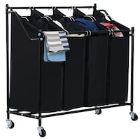 Whitmor 4 Bag Laundry Sorter Storage Basket Bin Organizer Costway 4 Bag Rolling Laundry Sorter Cart Hamper Organizer Compact Basket Heavy Duty Black