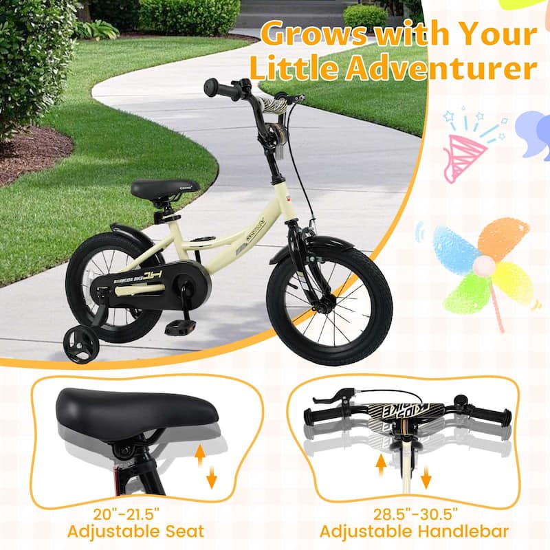 Costway 14" Kids Bike with Removable Training Wheels Adjustable Seat & - See Details