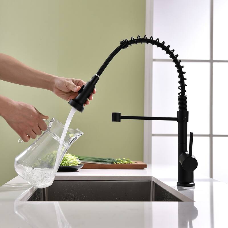 Commercial Single Handle Kitchen Faucet with Pull Down Sprayer