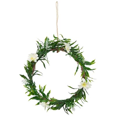Mini Floral and Foliage Spring Wreath, Yellow 9"