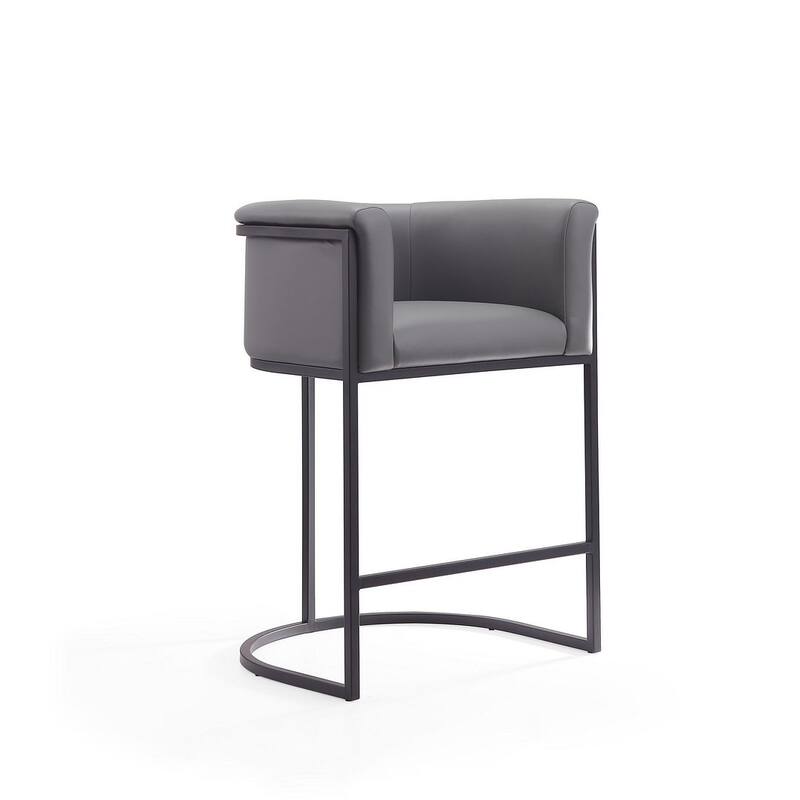 Manhattan Comfort Cosmopolitan 33.8 in. Black Metal Counter Height Bar Stool (Set of 3)
