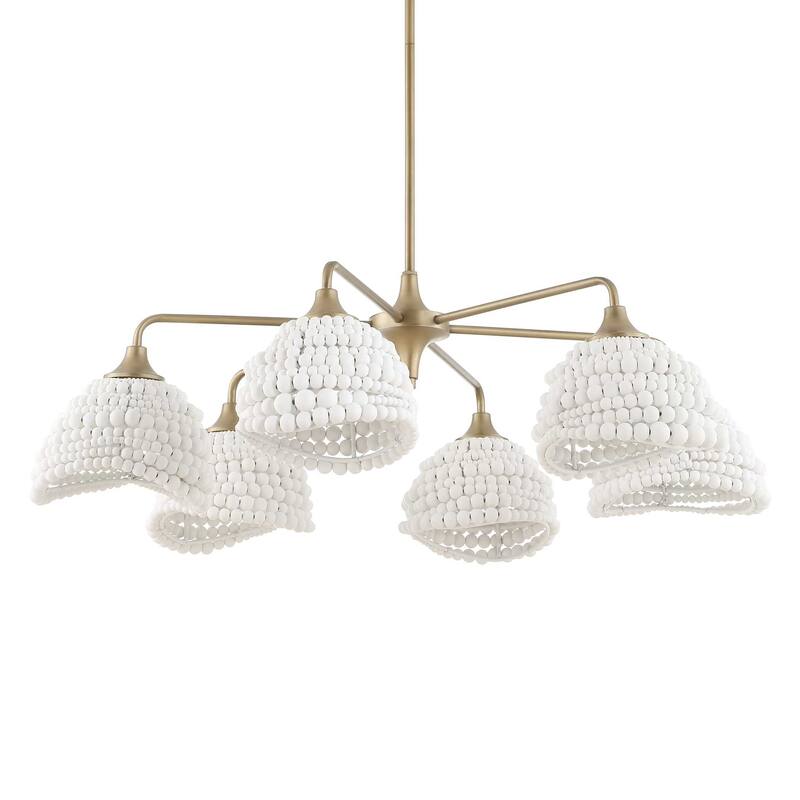 Uttermost Biddeford 6 Light White Beaded Pendant - 36"W x 36"D x 11"H