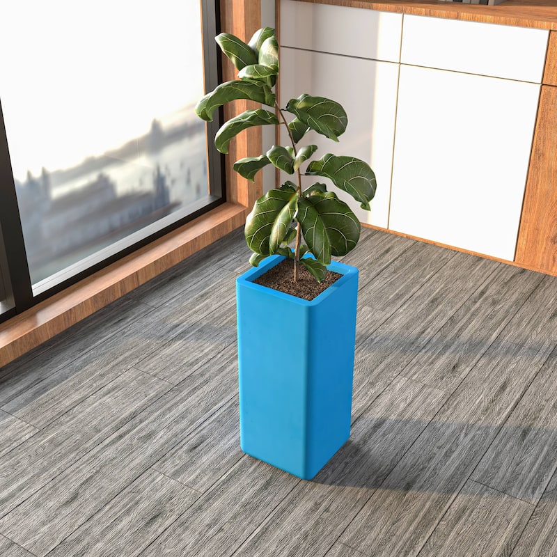 Marquee Succulent and Herb Fiberstone MGO Clay Square Planter Pot with Drainage for Indoor Outdoor Home Office Patio Porch Decor