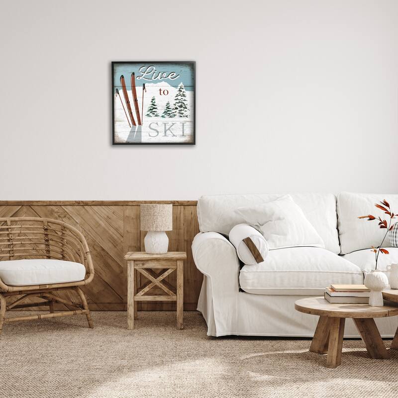 Stupell Live To Ski Rustic Snow Sports Rustic Cabin Framed Wall Art