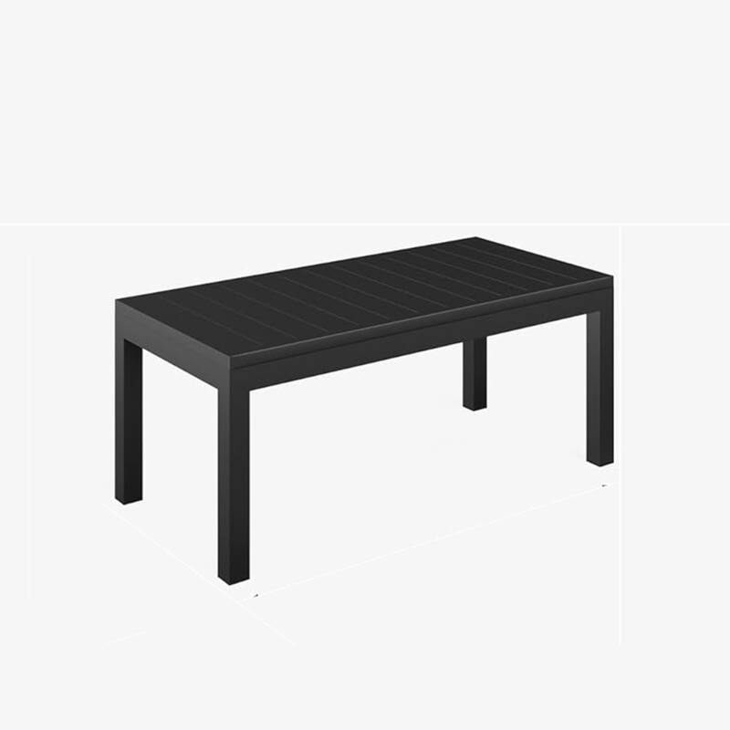 45" Aluminum Coffee Table, Slatted Black Patio Coffee Table