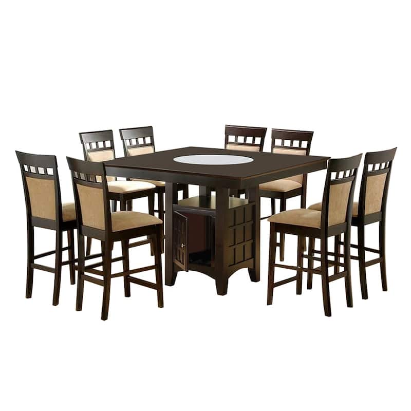Square Counter Height Dining Set in Cappuccino - 9-Piece Sets