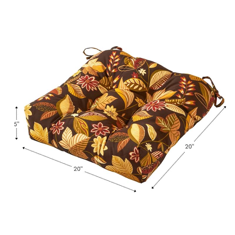 Floral 20-inch Outdoor Chair Cushion (Set of 2)