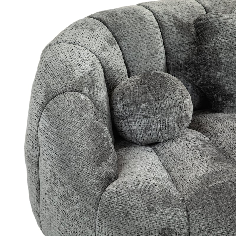 GDFStudio - Charlotte Plush Chenille Two-Seat Bean Bag Sofa for Living Room and Lounge Areas