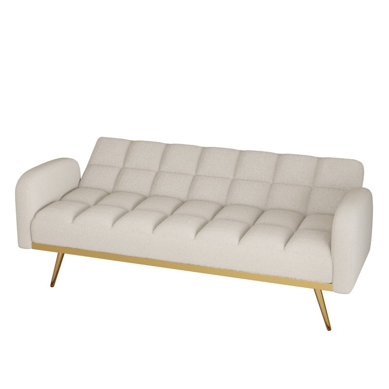 68.5-inch teddy velvet sofa bed with throw pillows