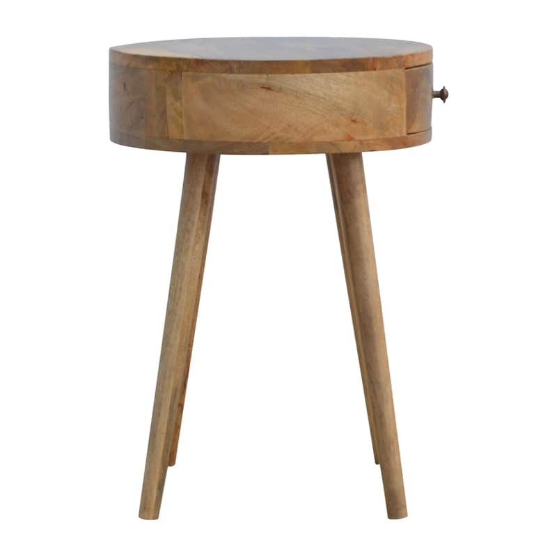 Artisan Furniture Solid Wood Nordic Circular Shaped Nightstand