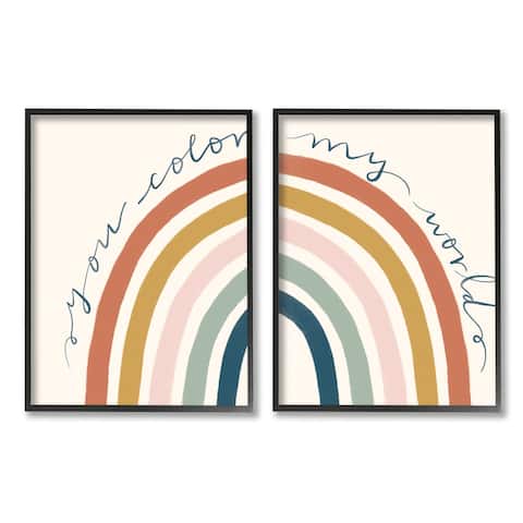 Stupell Industries You Color My World Rainbow Script Phrase Design Illustration Framed Wall Art - Multi-Color