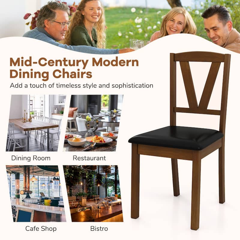 Costway Dining Chairs Set of 2/4 PU Leather Dining Room Chairs with
