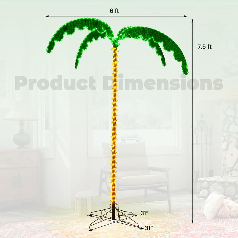 Gymax 7.5 FT Lighted Palm Tree w/332 LED Lights Holographic Trunk & - Multi - See Details