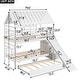 preview thumbnail 4 of 15, Twin House Bunk Bed with Trundle, Slide, and Storage Staircase, White