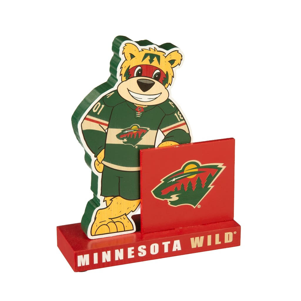 8 in. Wooden Mascot Statue with Team Logo, Minnesota Wild